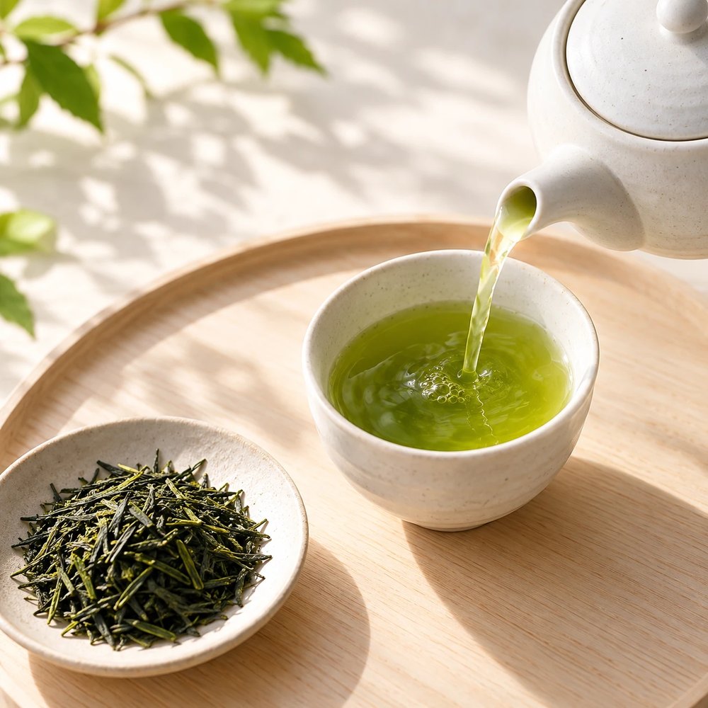 煎茶を急須から注ぐ